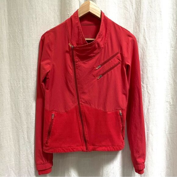 Oiselle Tracker Moto Jacket size 2 red coral - Picture 1 of 12